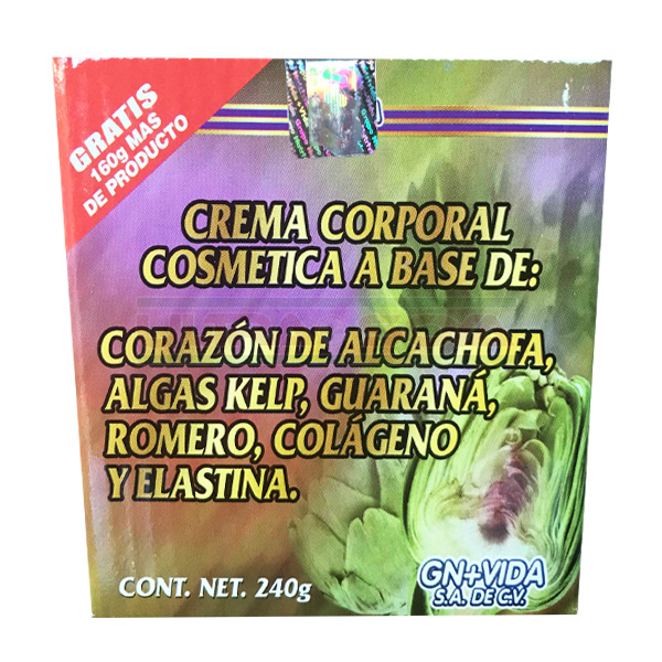 CREMA CORPORAL A BASE DE CORAZON DE ALCACHOFA C/240 GRS